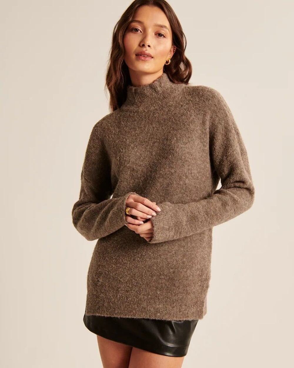 Abercrombie Cozy Oversized Turtleneck Sweater Brown Size Medium